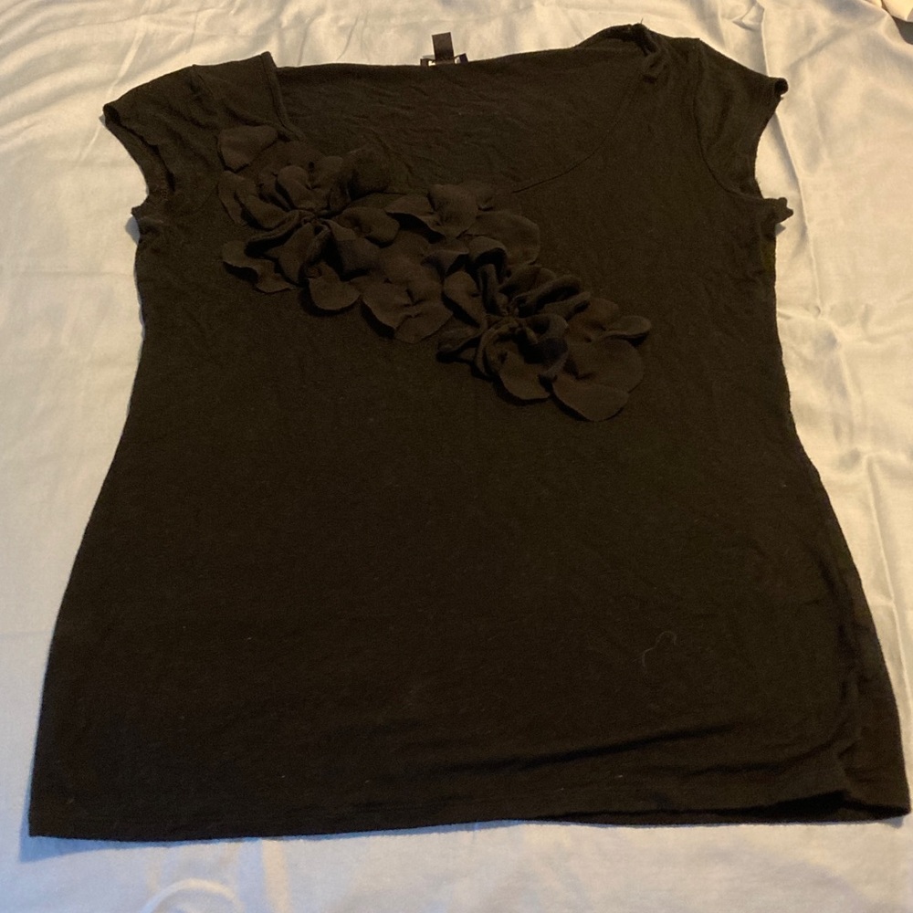 Nine West Black Ruffle Accent Blouse